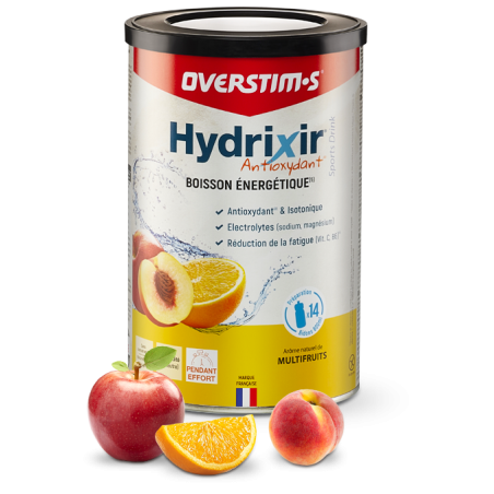 BOISSON A L'EFFORT OVERSTIMS HYDRIXIR ANTIOXYDANT ENERGETIQUE APPORT GLUCIDIQUE HYDRATATION ELECTROLYTES