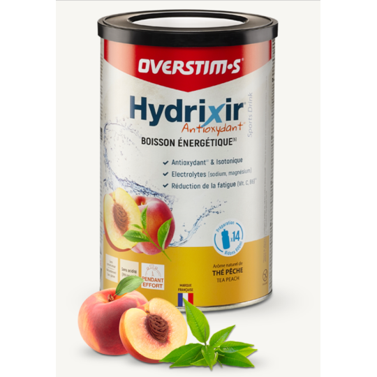 BOISSON A L'EFFORT OVERSTIMS HYDRIXIR ANTIOXYDANT ENERGETIQUE APPORT GLUCIDIQUE HYDRATATION ELECTROLYTES